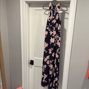 Beachy Floral Halter Maxi Dress with beautiful buttons